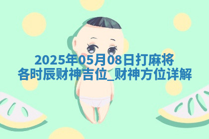 2025年05月08日打麻将各时辰财神吉位,财神方位详解 2025年05月08日打麻将各时辰财神吉位,财神方位详解