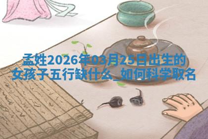 孟姓2026年03月25日出生的女孩子五行缺什么？如何科学取名