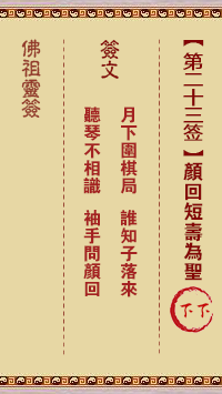 佛祖灵签 第23签:颜回短寿为圣 下下签